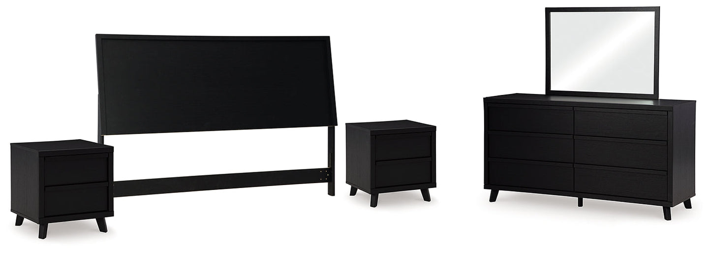 Danziar King Panel Headboard with Mirrored Dresser and 2 Nightstands Signature Design by Ashley®