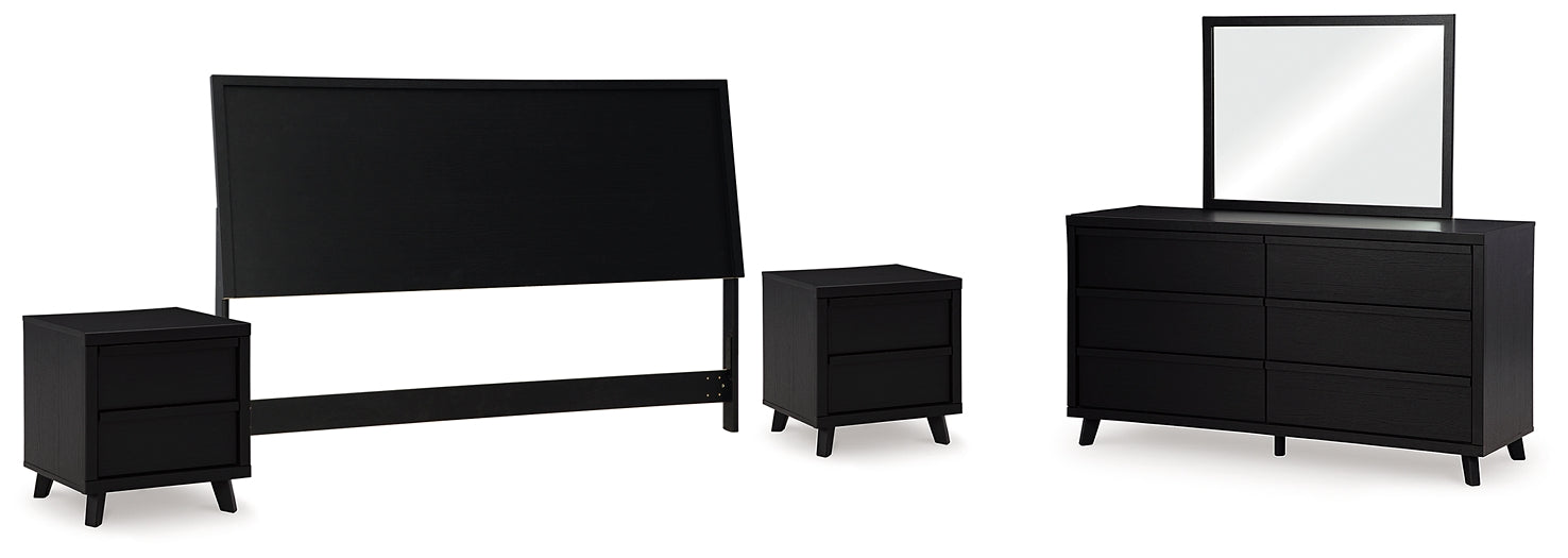 Danziar King Panel Headboard with Mirrored Dresser and 2 Nightstands Signature Design by Ashley®