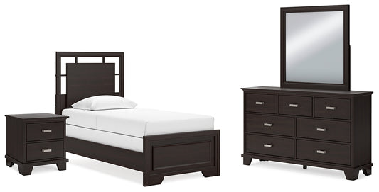 Covetown Twin Panel Bed with Mirrored Dresser and Nightstand Signature Design by Ashley®