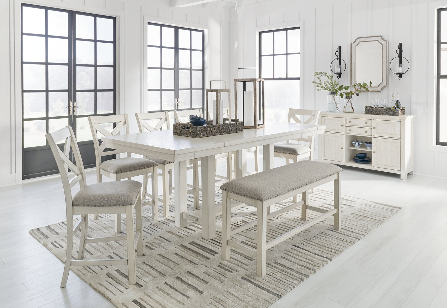 Robbinsdale Counter Height Dining Table and 6 Barstools and Bench Signature Design by Ashley®