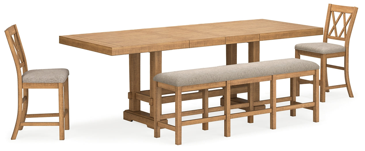 Havonplane Counter Height Dining Table and 2 Barstools and Bench Signature Design by Ashley®
