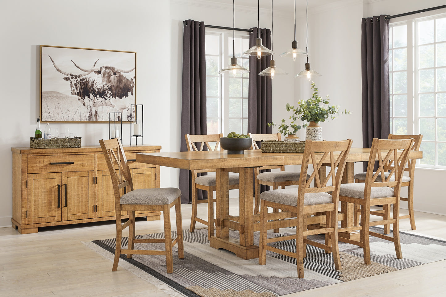 Havonplane Counter Height Dining Table and 6 Barstools Signature Design by Ashley®