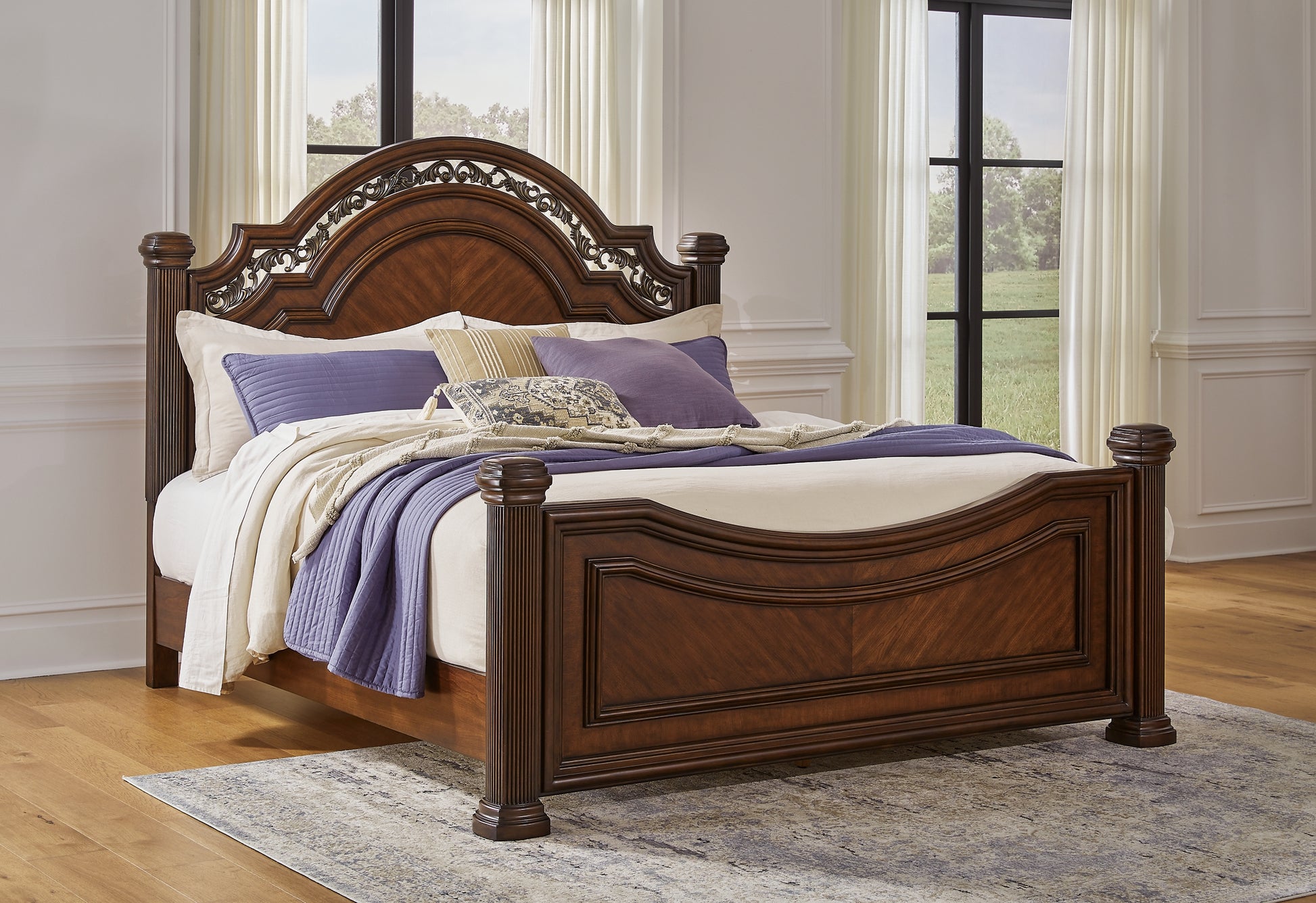 Lavinton California King Poster Bed with Mirrored Dresser and Nightstand Signature Design by Ashley®