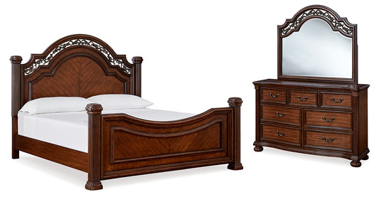 Lavinton King Poster Bed with Mirrored Dresser Signature Design by Ashley®