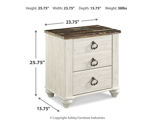 Willowton King Panel Bed with Mirrored Dresser and Nightstand Signature Design by Ashley®
