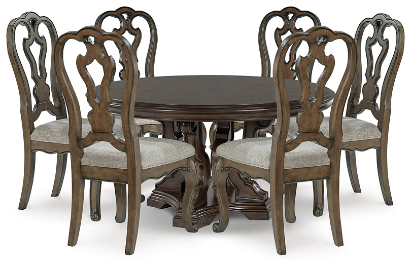 Maylee Dining Table and 6 Chairs with Storage Signature Design by Ashley®
