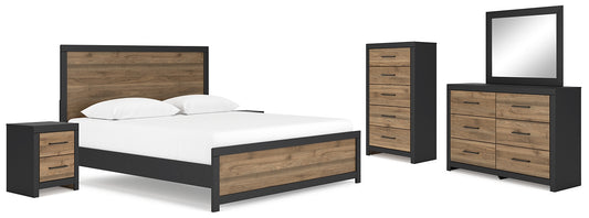Vertani King Panel Bed with Mirrored Dresser, Chest and 2 Nightstands Signature Design by Ashley®
