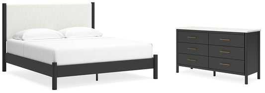 Cadmori King Upholstered Panel Bed with Dresser Signature Design by Ashley®