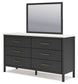 Cadmori Queen Upholstered Panel Bed with Mirrored Dresser and Nightstand Signature Design by Ashley®