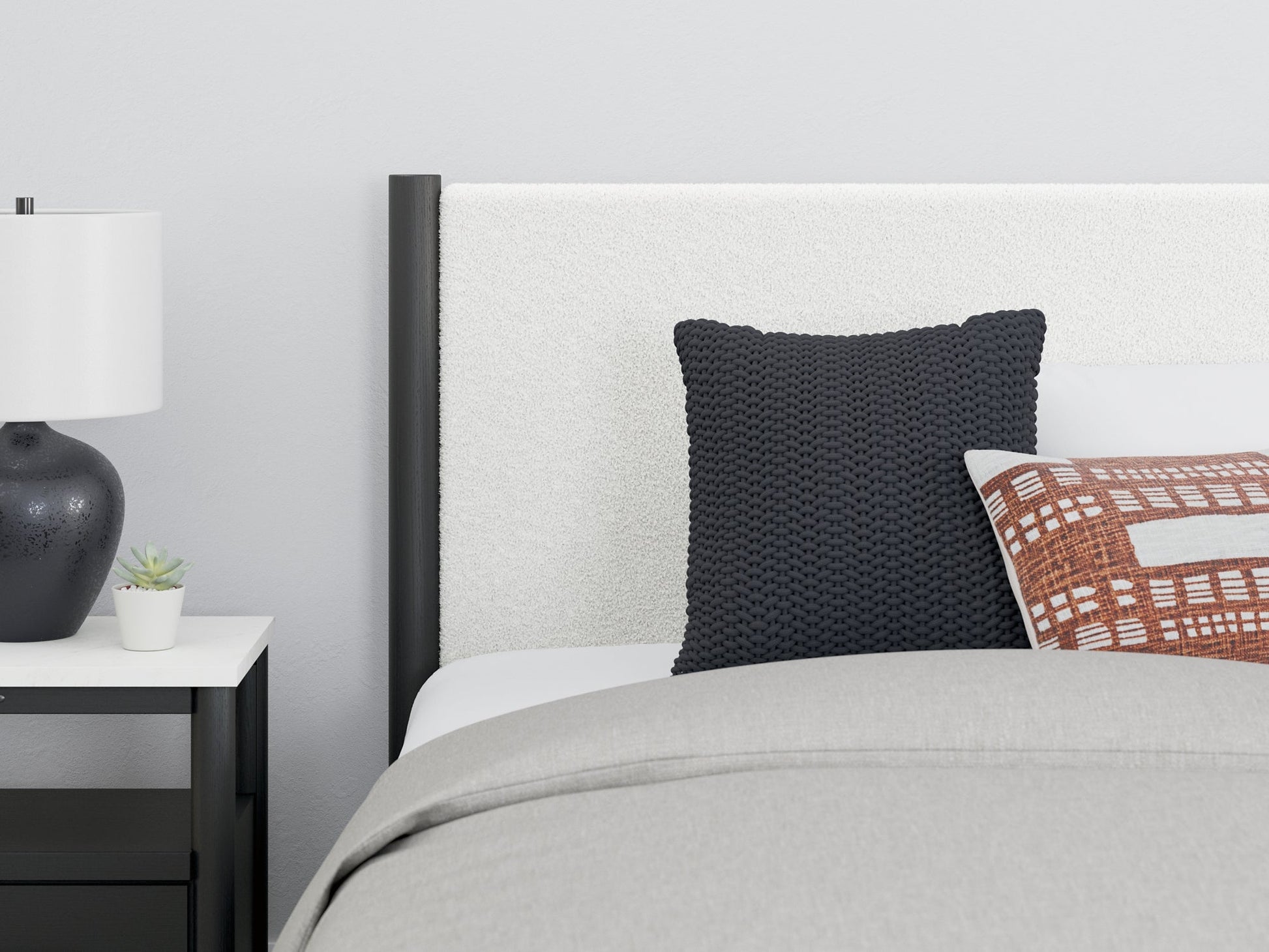 Cadmori Queen Upholstered Panel Bed with Mirrored Dresser and Nightstand Signature Design by Ashley®
