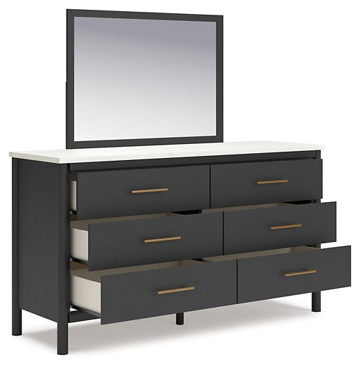 Cadmori Queen Upholstered Panel Bed with Mirrored Dresser and 2 Nightstands Signature Design by Ashley®