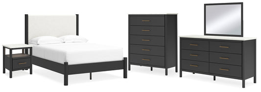 Cadmori Full Upholstered Panel Bed with Mirrored Dresser, Chest and Nightstand Signature Design by Ashley®