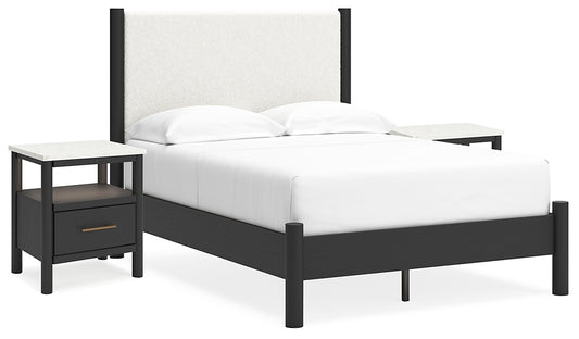 Cadmori Full Upholstered Panel Bed with 2 Nightstands Signature Design by Ashley®