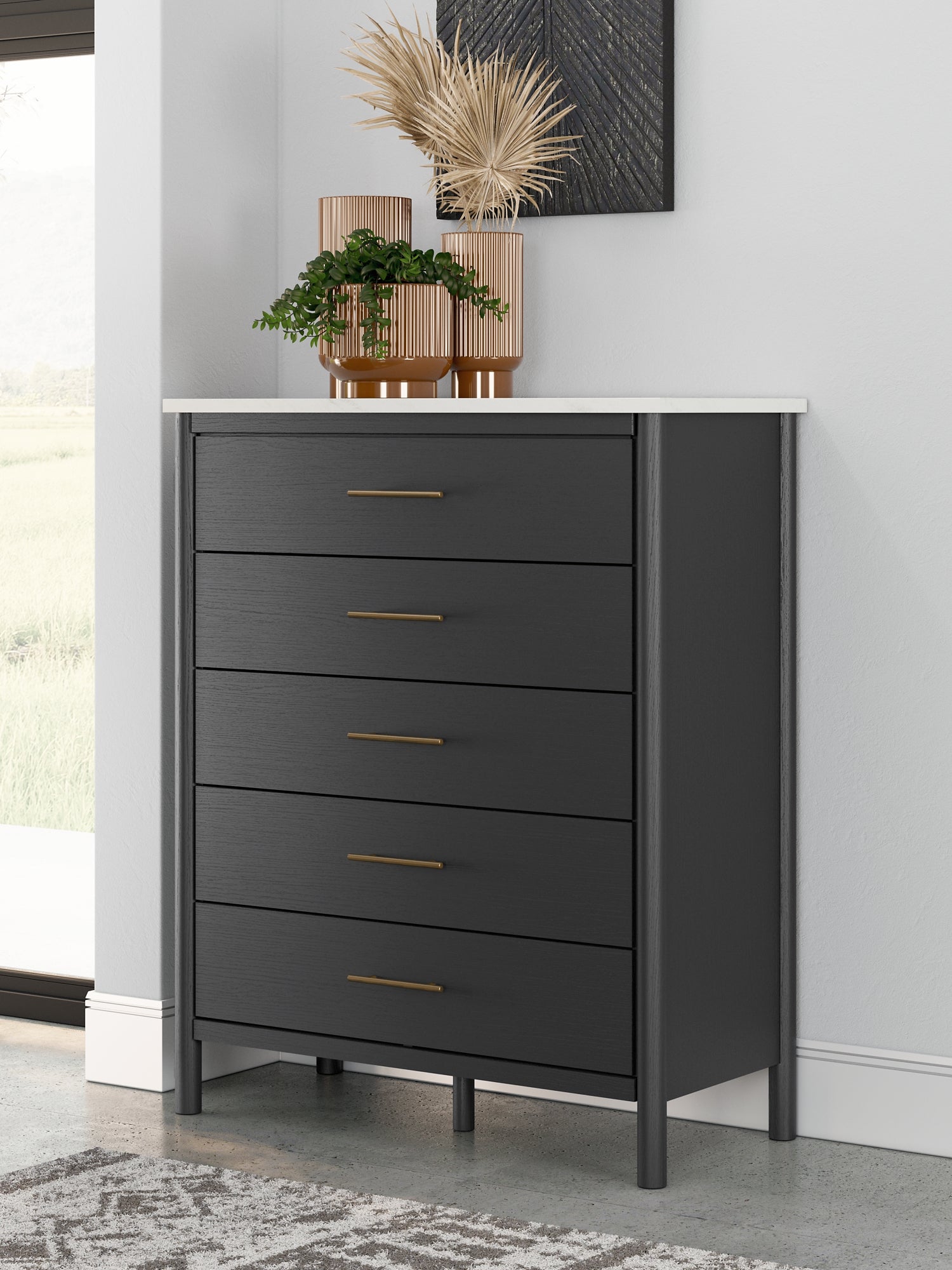 Cadmori Full Upholstered Panel Bed with Mirrored Dresser, Chest and Nightstand Signature Design by Ashley®