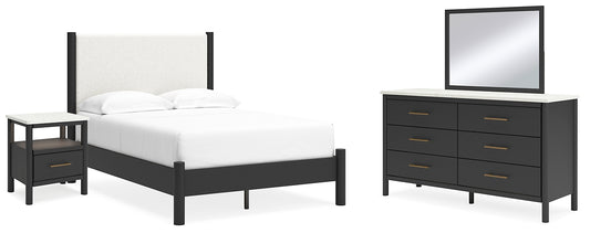Cadmori Full Upholstered Panel Bed with Mirrored Dresser and Nightstand Signature Design by Ashley®