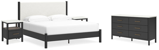 Cadmori King Upholstered Panel Bed with Dresser and 2 Nightstands Signature Design by Ashley®