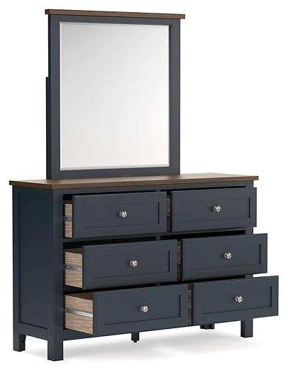 Landocken Twin Panel Bed with Storage with Mirrored Dresser and Chest Signature Design by Ashley®