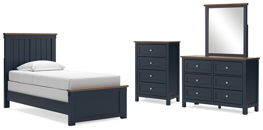 Landocken Twin Panel Bed with Storage with Mirrored Dresser and Chest Signature Design by Ashley®