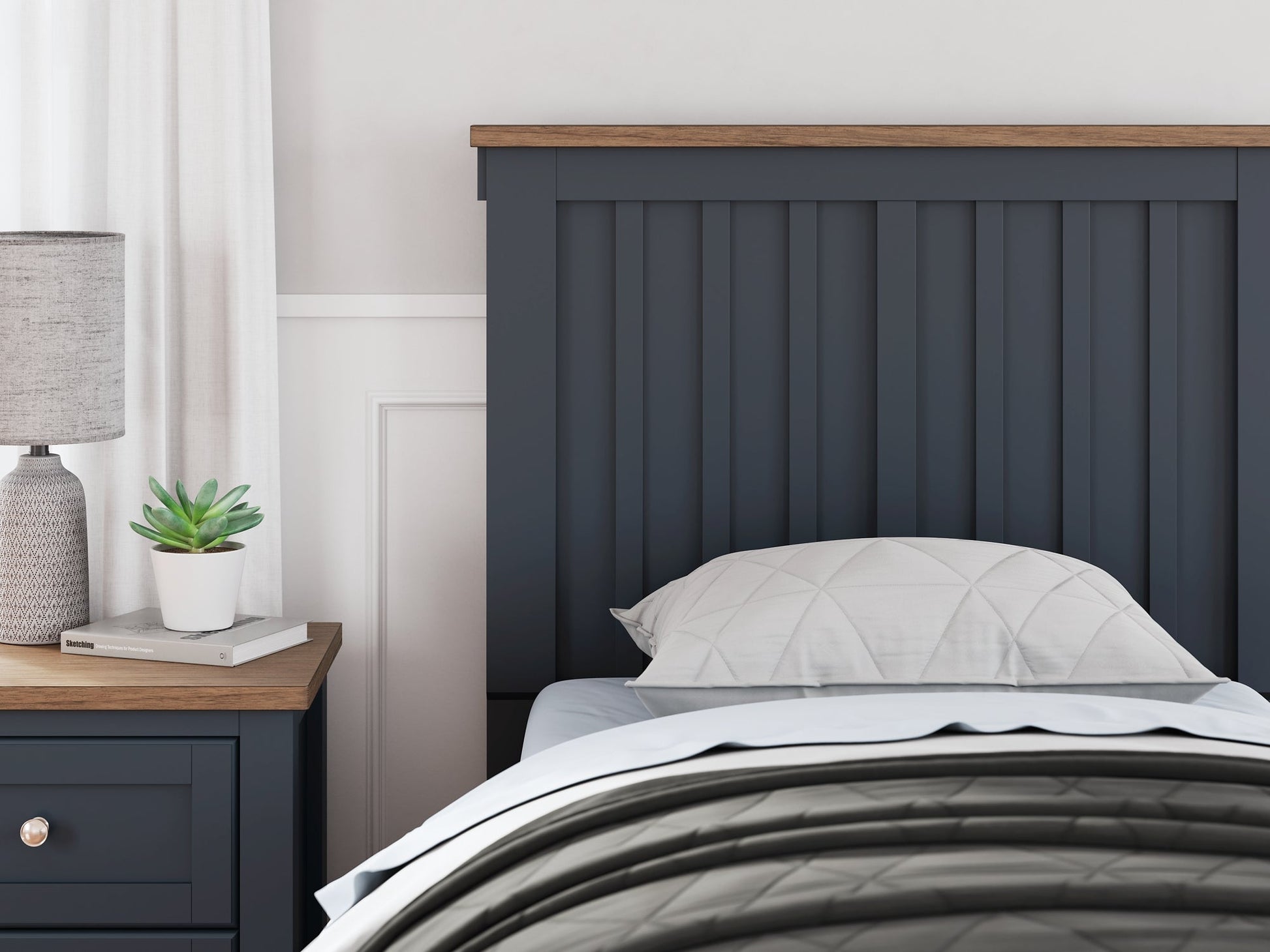 Landocken Twin Panel Bed with Storage with Mirrored Dresser and Chest Signature Design by Ashley®
