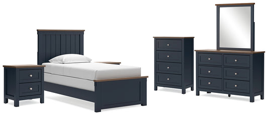 Landocken Twin Panel Bed with Mirrored Dresser, Chest and 2 Nightstands Signature Design by Ashley®