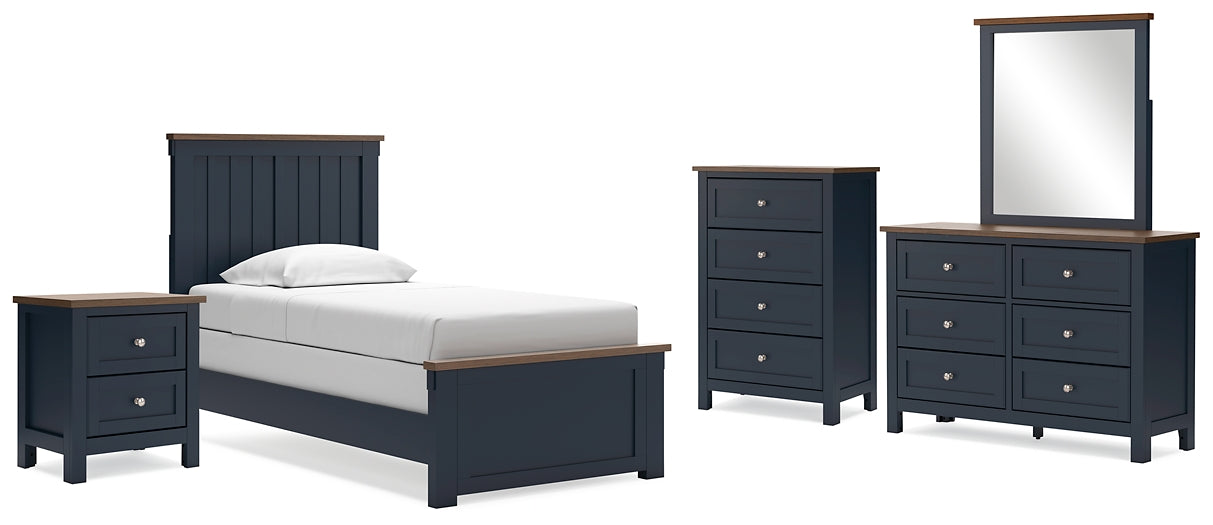 Landocken Twin Panel Bed with Mirrored Dresser, Chest and Nightstand Signature Design by Ashley®
