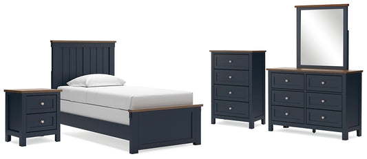 Landocken Twin Panel Bed with Mirrored Dresser, Chest and Nightstand Signature Design by Ashley®