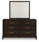 Neymorton King Upholstered Panel Bed with Mirrored Dresser Signature Design by Ashley®