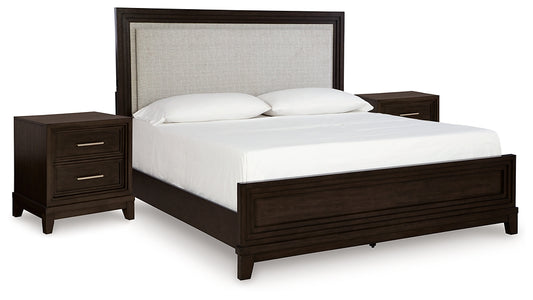 Neymorton California King Upholstered Panel Bed with 2 Nightstands Signature Design by Ashley®