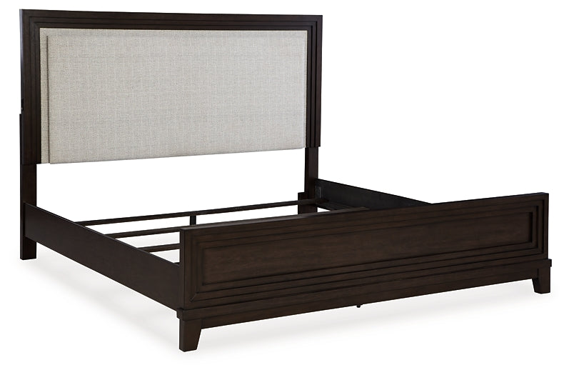 Neymorton Queen Upholstered Panel Bed with Mirrored Dresser Signature Design by Ashley®