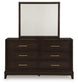 Neymorton California King Upholstered Panel Bed with Mirrored Dresser and Nightstand Signature Design by Ashley®