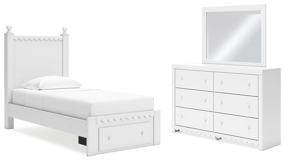 Mollviney Twin Panel Storage Bed with Mirrored Dresser Signature Design by Ashley®