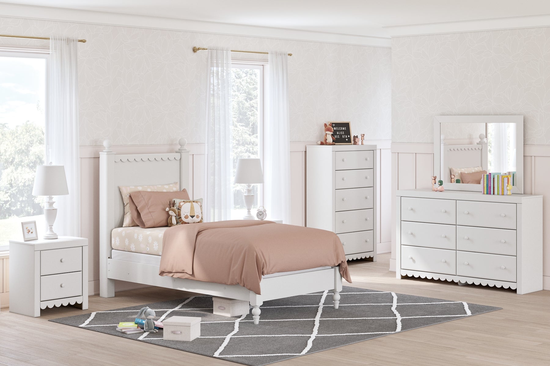 Mollviney Twin Panel Bed with Nightstand Signature Design by Ashley®