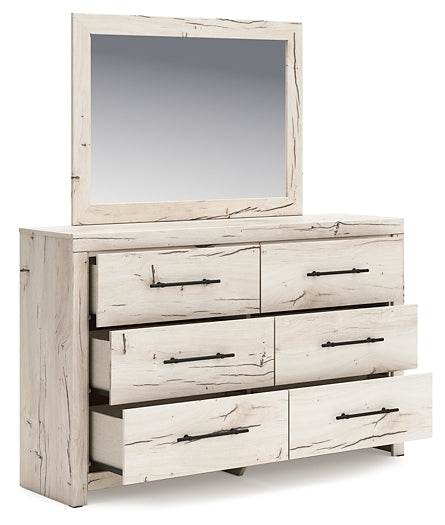Lawroy Twin Panel Bed with Mirrored Dresser Benchcraft®