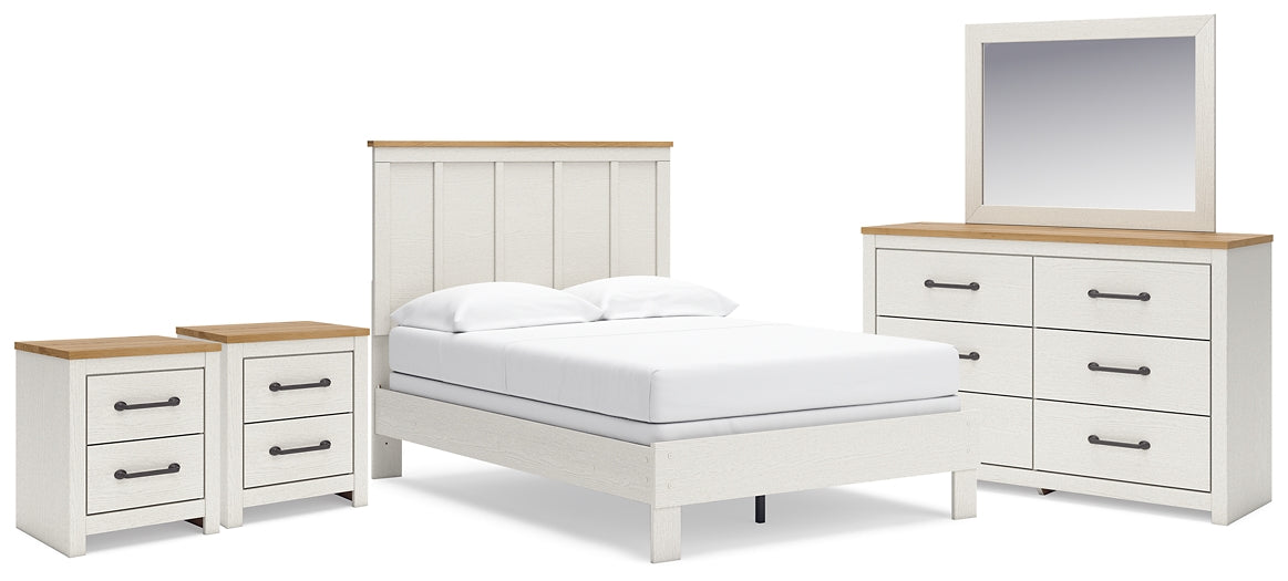 Linnocreek Full Panel Bed with Mirrored Dresser and 2 Nightstands Benchcraft®