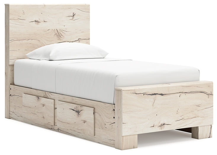Lawroy Twin Panel Bed with Mirrored Dresser Benchcraft®