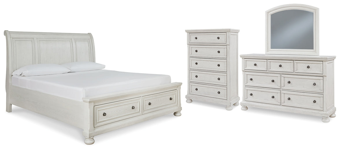 Robbinsdale Queen Sleigh Bed with Storage with Mirrored Dresser and Chest Signature Design by Ashley®