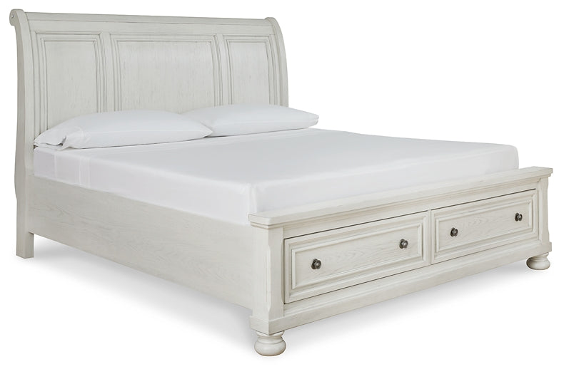 Robbinsdale King Sleigh Bed with Storage with Mirrored Dresser, Chest and Nightstand Signature Design by Ashley®