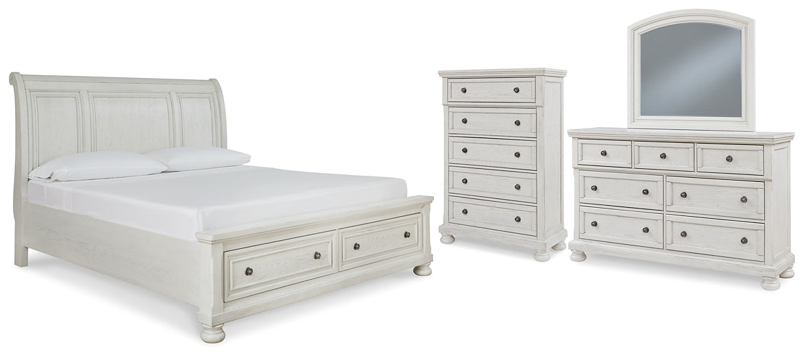 Robbinsdale King Sleigh Bed with Storage with Mirrored Dresser and Chest Signature Design by Ashley®