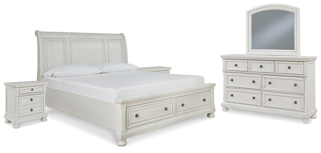 Robbinsdale California King Sleigh Bed with Storage with Mirrored Dresser and 2 Nightstands Signature Design by Ashley®