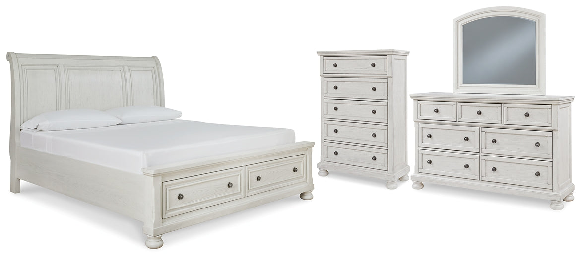 Robbinsdale California King Sleigh Bed with Storage with Mirrored Dresser and Chest Signature Design by Ashley®