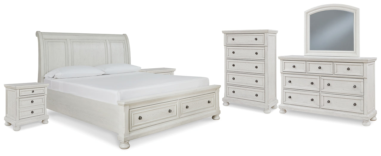 Robbinsdale California King Sleigh Bed with Storage with Mirrored Dresser, Chest and 2 Nightstands Signature Design by Ashley®