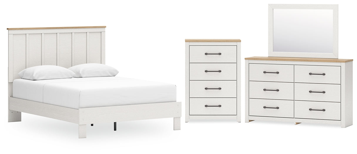 Linnocreek Queen Panel Bed with Mirrored Dresser and Chest Benchcraft®