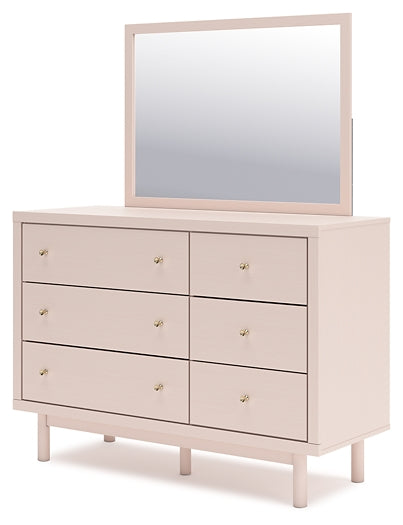 Wistenpine Twin Upholstered Panel Headboard with Mirrored Dresser, Chest and 2 Nightstands Signature Design by Ashley®