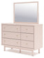 Wistenpine Twin Upholstered Panel Headboard with Mirrored Dresser, Chest and 2 Nightstands Signature Design by Ashley®