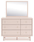 Wistenpine Twin Upholstered Panel Headboard with Mirrored Dresser, Chest and 2 Nightstands Signature Design by Ashley®