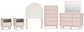 Wistenpine Twin Upholstered Panel Headboard with Mirrored Dresser, Chest and 2 Nightstands Signature Design by Ashley®