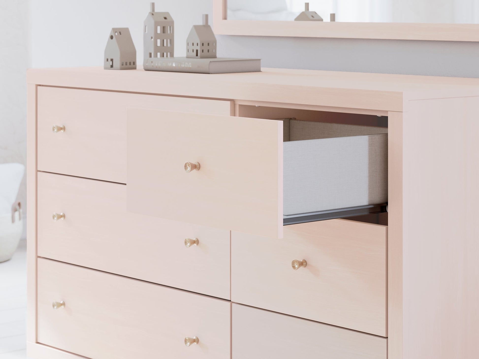 Wistenpine Twin Upholstered Panel Headboard with Mirrored Dresser, Chest and 2 Nightstands Signature Design by Ashley®