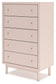 Wistenpine Twin Upholstered Panel Headboard with Mirrored Dresser, Chest and 2 Nightstands Signature Design by Ashley®