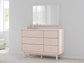 Wistenpine Twin Upholstered Panel Headboard with Mirrored Dresser, Chest and 2 Nightstands Signature Design by Ashley®