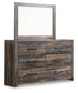 Drystan Full Bookcase Bed with 4 Storage Drawers with Mirrored Dresser and Chest Signature Design by Ashley®